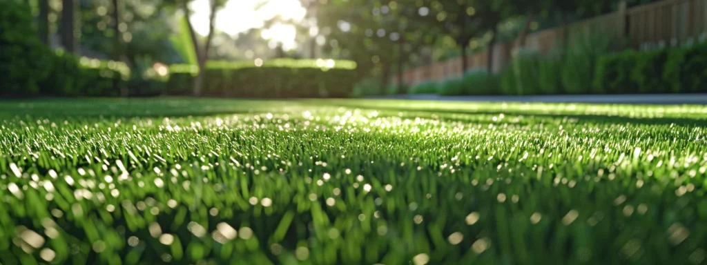 a pristine green artificial grass lawn with no lingering pet odor in sight, looking fresh and inviting.